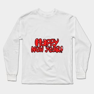 Cartoon text Happy New Year Long Sleeve T-Shirt